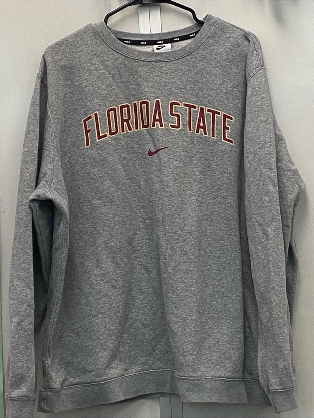 Nike Heather Gray Crew Sweatshirt with Black Swoosh Tag